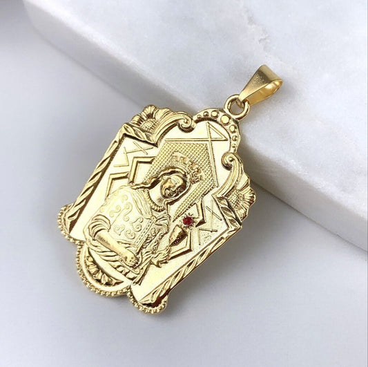 18k Gold Filled Santa Barbara Red Cubic Zirconia Pendant Charm And Curve Snake Chain Available Wholesale Jewelry Making Supplies