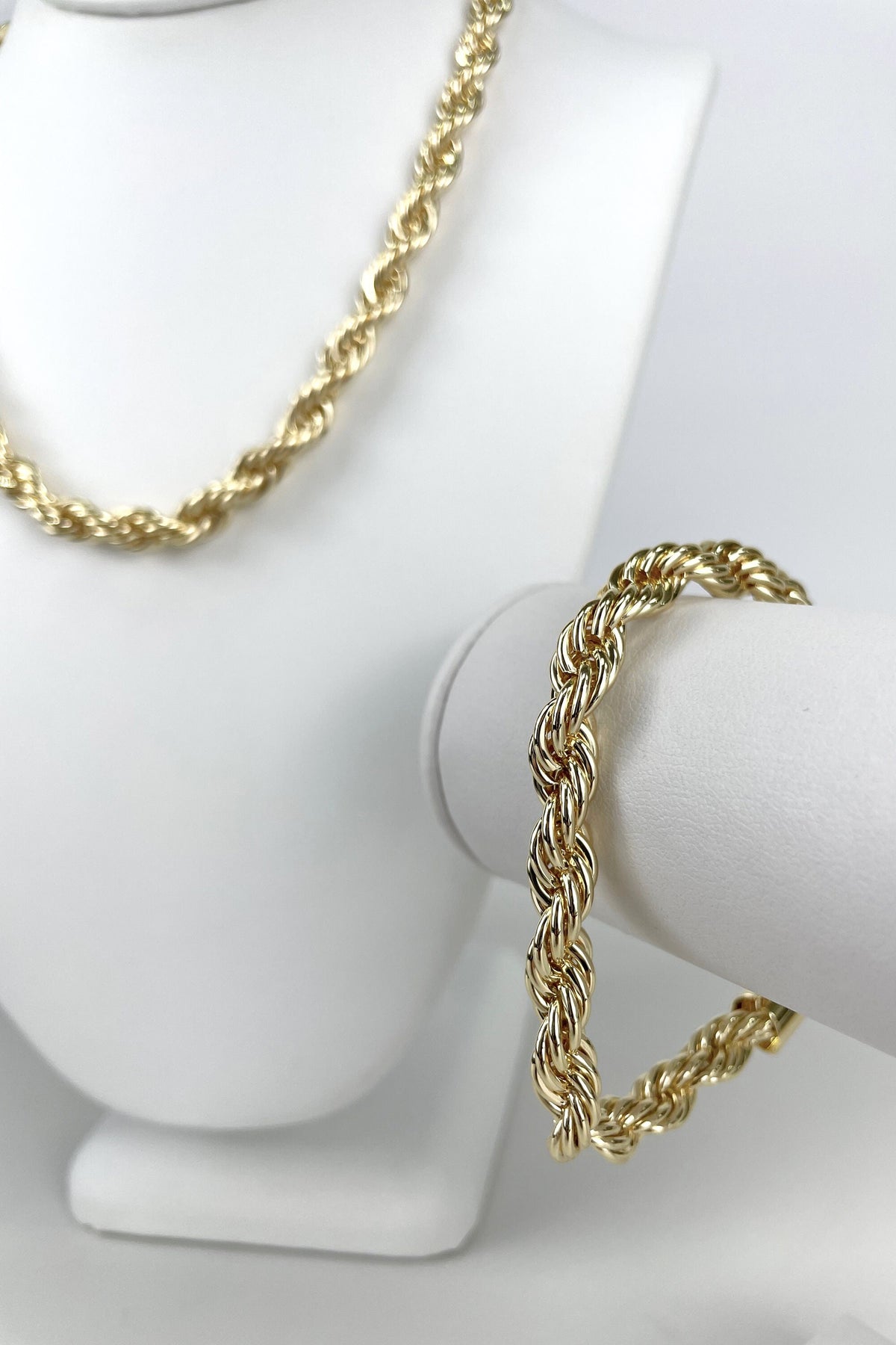18k Gold Filled 7mm Thickness Rope Chain Bracelet, Lobster Claw, Wholesale Jewelry Making Supplies