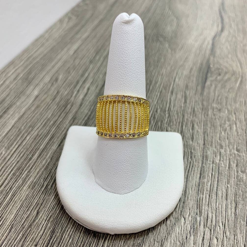 18k Gold Filled Rugged Wires Ring Featuring Micro Pave Cubic Zirconia Details Wholesale Jewelry Supplies