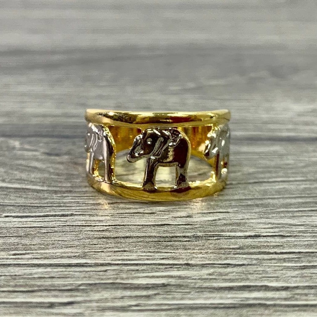 18k Gold Filled Three Tones or Silver Elephant Design Ring Wholesale Jewelry Supplies
