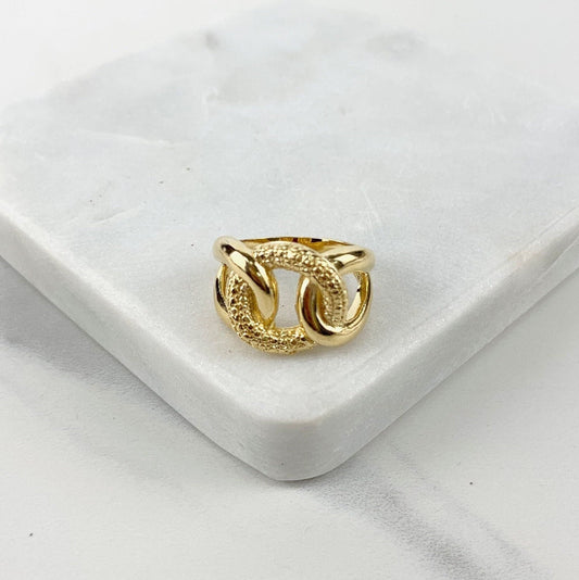 18k Gold Filled Rugged Circle Interlocked Loop Ring Wholesale Jewelry Supplies