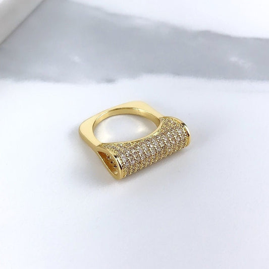 18k Gold Filled Folded Micro Pave Cubic Zirconia Ring Wholesale Jewelry Supplies