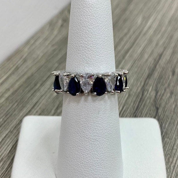 Silver Filled Pear Eternity Band Featuring Mix Cubic Zirconia Color Combination Wholesale Jewelry Supplies