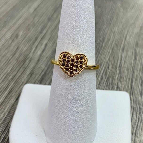 18k Gold Filled Micro Pave Cubic Zirconia Heart Design Ring Featuring Black, Brown, Green And Blue Colors Wholesale Jewelry Supplies