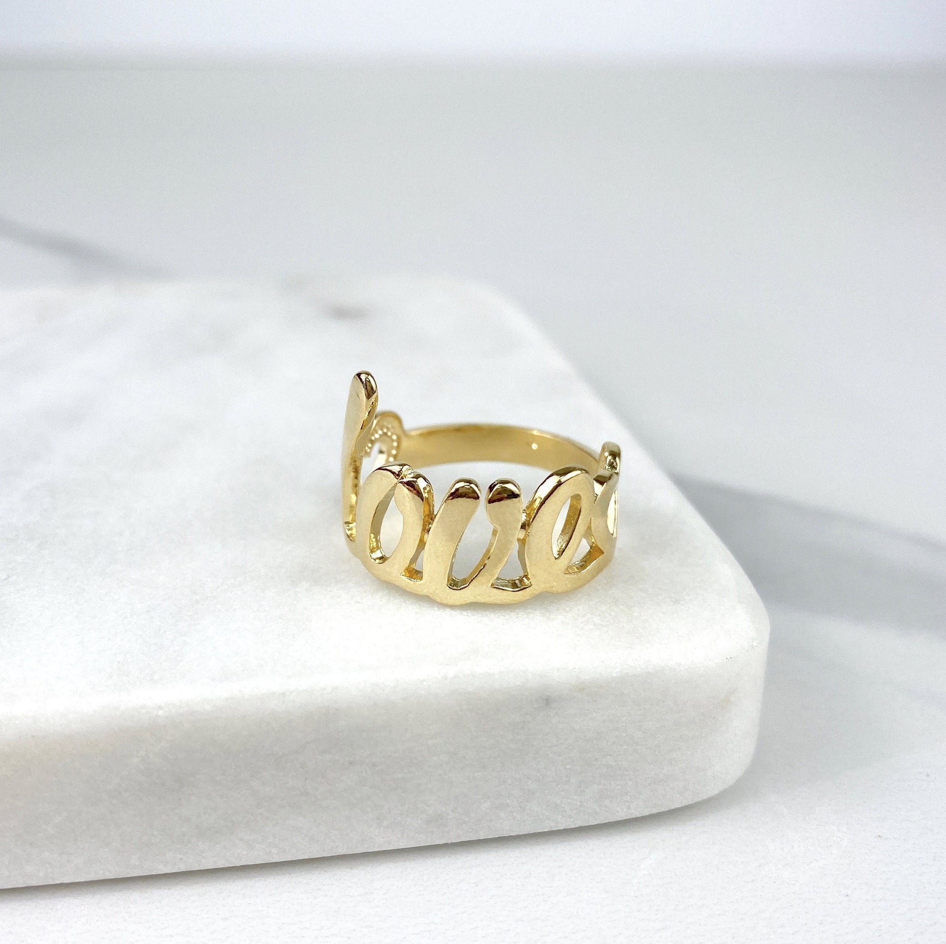 18k Gold Filled Love Ring, Letters Words, Gold or Silver, Wholesale Jewelry Making Supplies