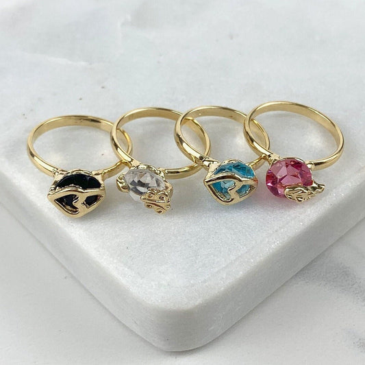 18k Gold Filled Fancy Designs Colored Stone Ring Wholesale Jewelry Supplies