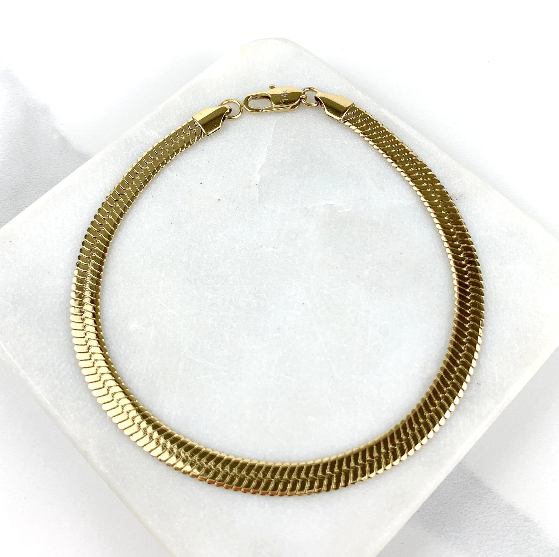 14k Gold Filled Herringbone Chain 4mm, 6mm or 8mm Bracelet Wholesale Jewelry Making Supplies