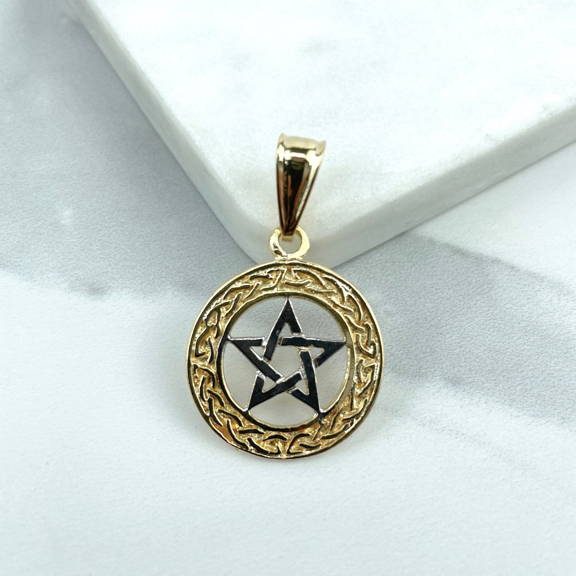 18k Gold Filled Texturized Star Of David Charms Pendant, Two Tone, Jewish Symbol, Religious Jewelry, Wholesale Jewelry Making Supplies