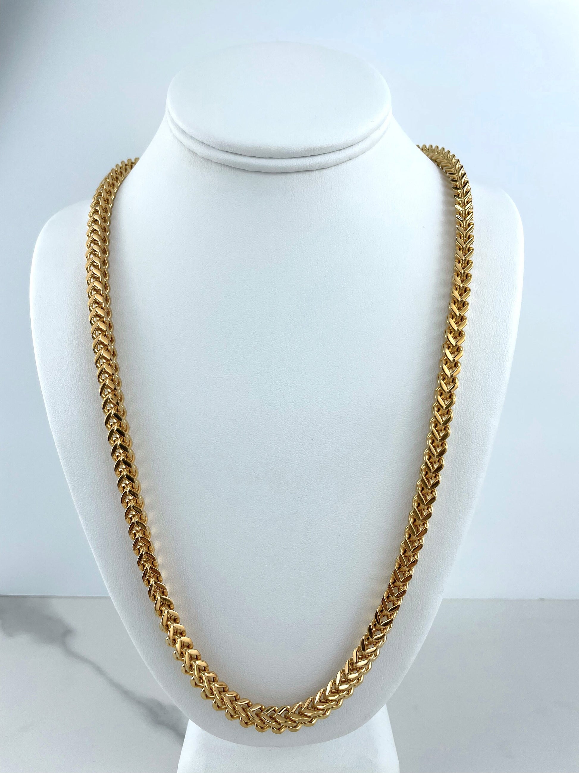 Gold Plated On Stainless Steel 6mm Box Chain, Lobster Claw, Men's Jewelry, Hip Hop, Wholesale Jewelry Making Supplies