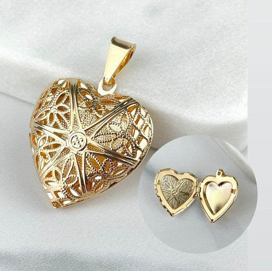 18k Gold Filled Vintage Romantic Heart Locket for Photo Pendant Charms Wholesale Jewelry Making Supplies
