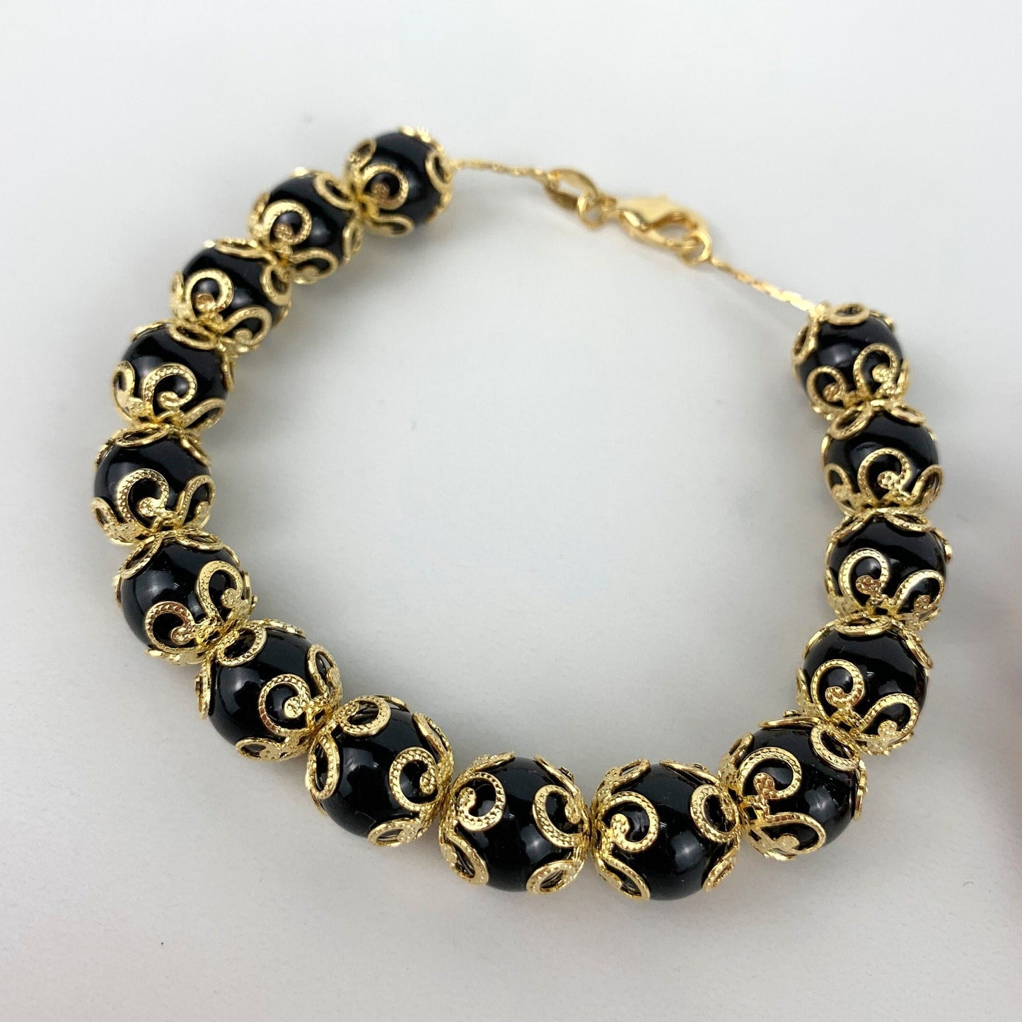 18k Gold Filled Embellished Bead Pearl Bracelet, Black, Pearl or Red, Wholesale Jewelry Making Supplies