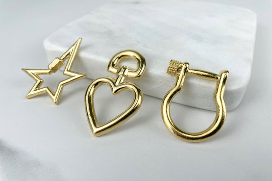 For Creative Designs Making Jewelry 18k Gold Filled Heart Star or Shackle Charms Pendant Wholesale Jewelry Making Supplies