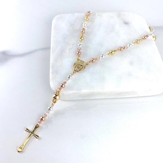 18k Gold Filled Three Color Our Lady of Guadalupe Rosary Wholesale Jewelry Making Supplies