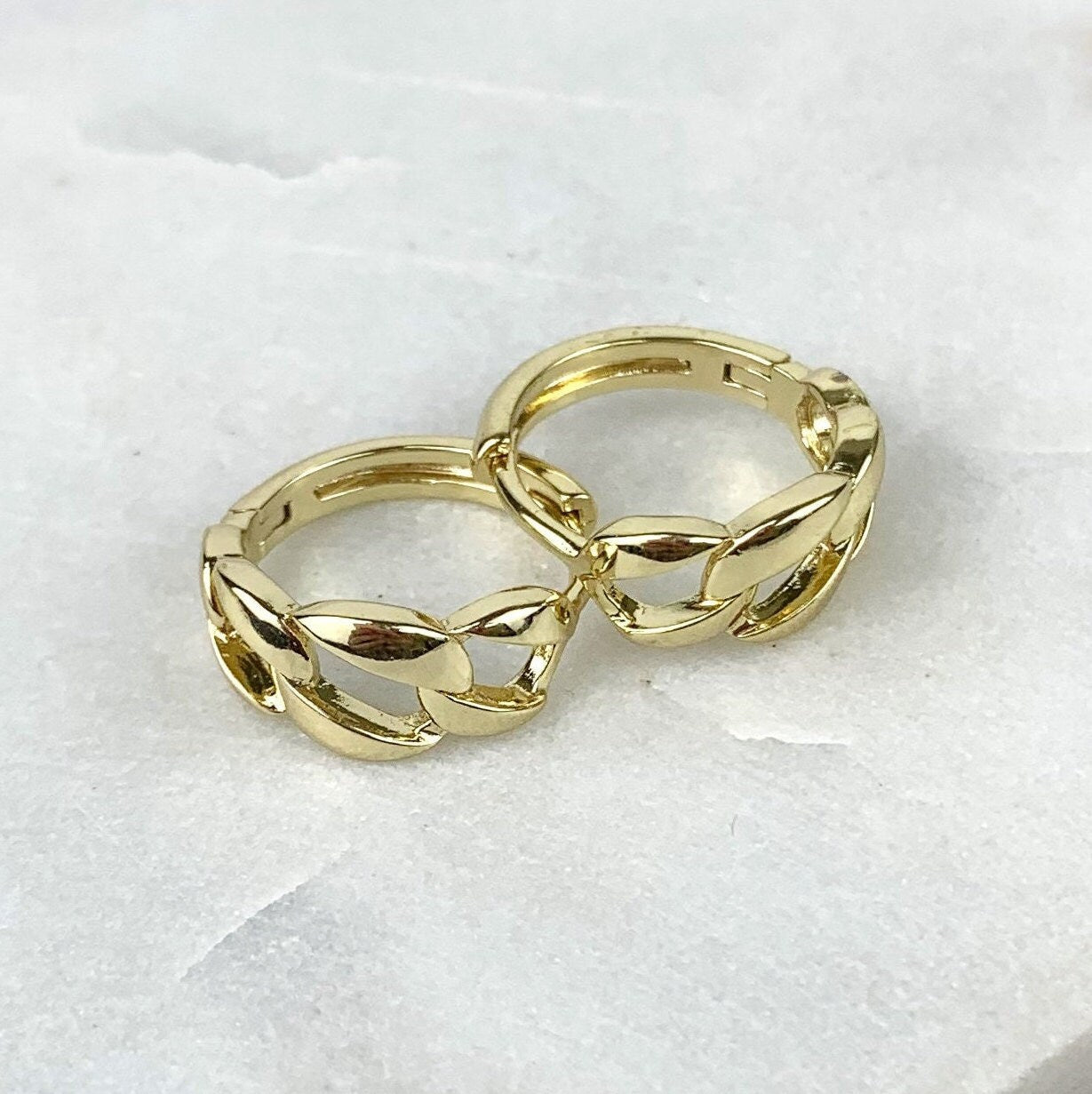 18k Gold Filled 17mm Large Cuban Link Huggie Earrings Wholesale Jewelry Supplies