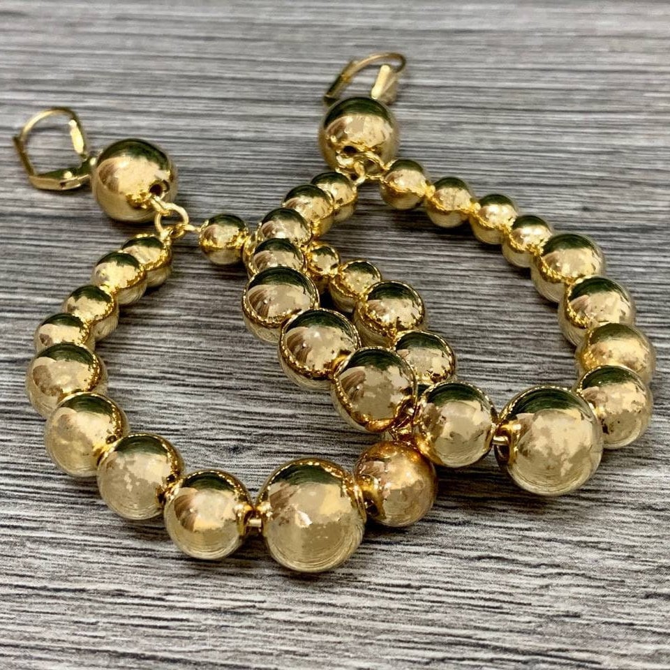 18k Gold Filled Beaded Hoop Earrings Featuring Lever Back Closure For Dangle Look Wholesale Jewelry Supplies