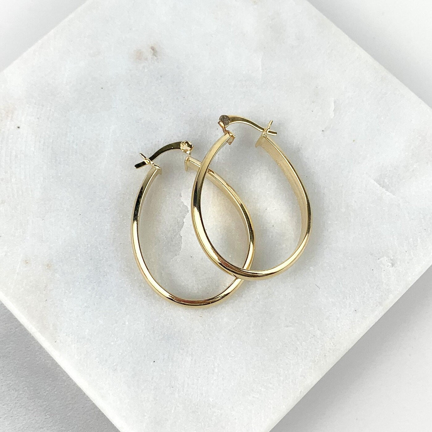 18k Gold Filled 26mm x 37mm Oval Hoop Earrings Wholesale Jewelry Making Supplies