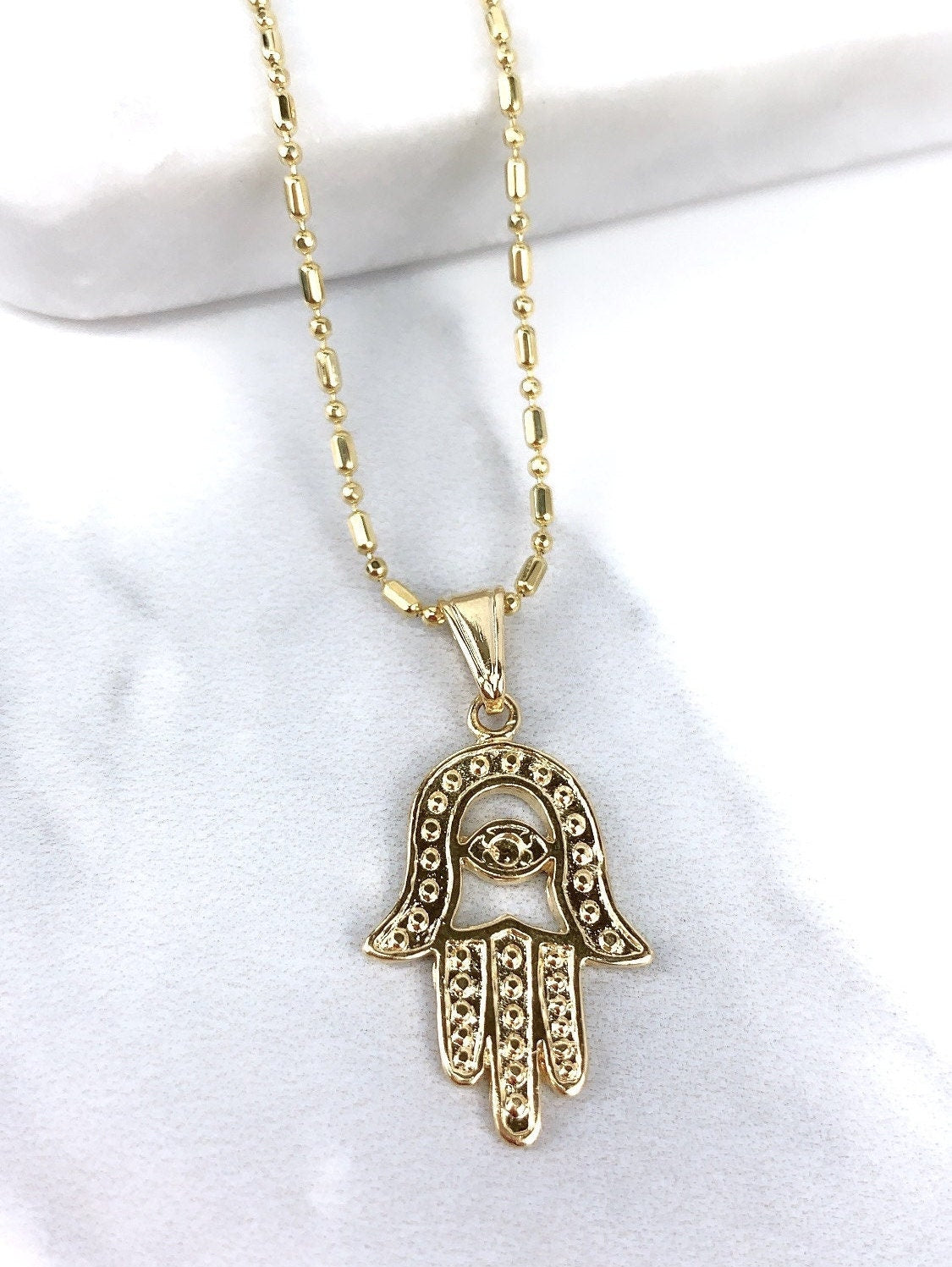 18k Gold Filled Texturized Cutout Hamsa Hand, Hand of God Shape Design Pendant Charms, Lucky Protection, Wholesale Jewelry Making Supplies