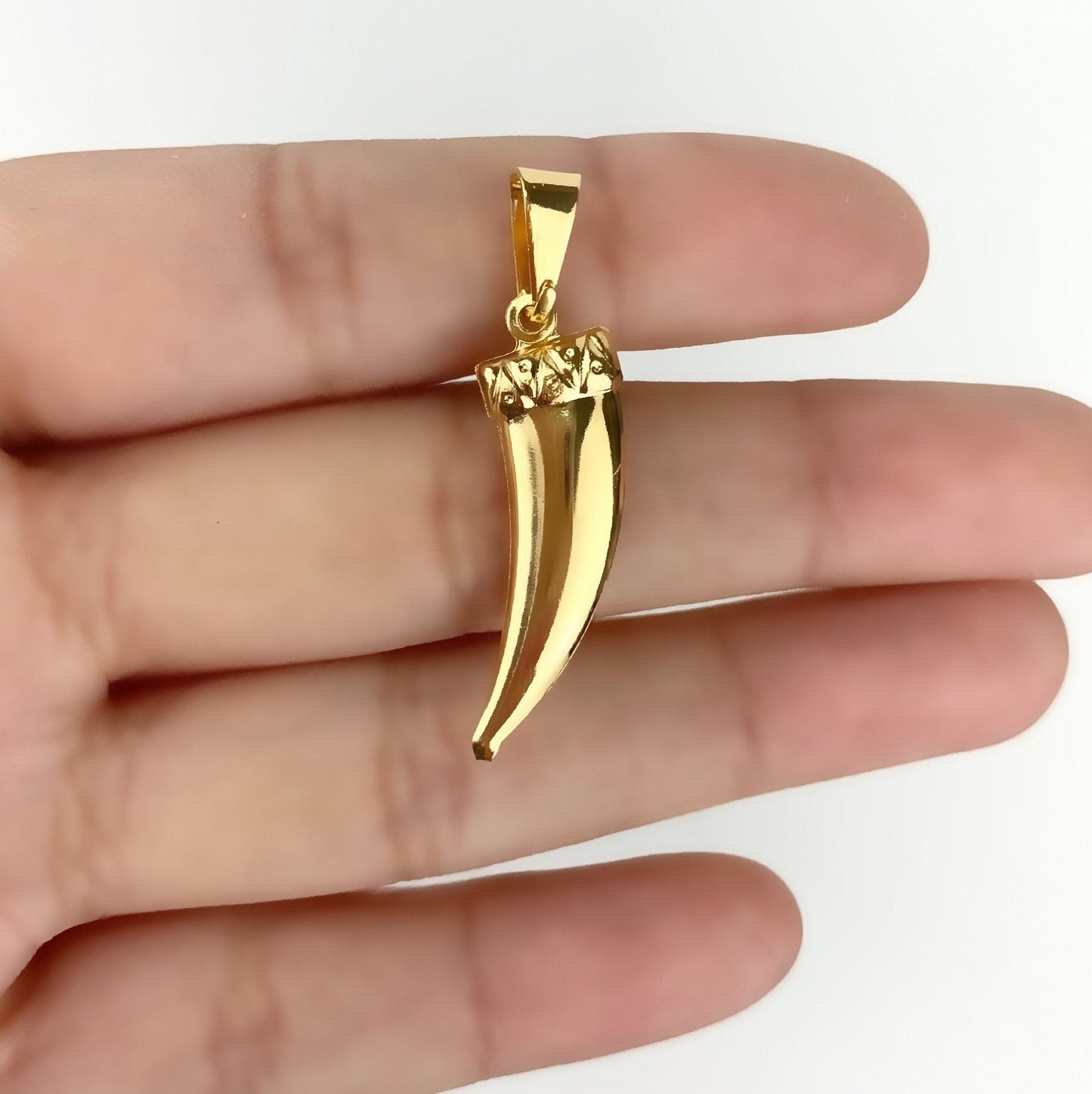18k Gold Filled Fancy Fang, Lucky Horn, Elephant Tusk, Wolf Tooth Charm Wholesale Jewelry Making Supplies