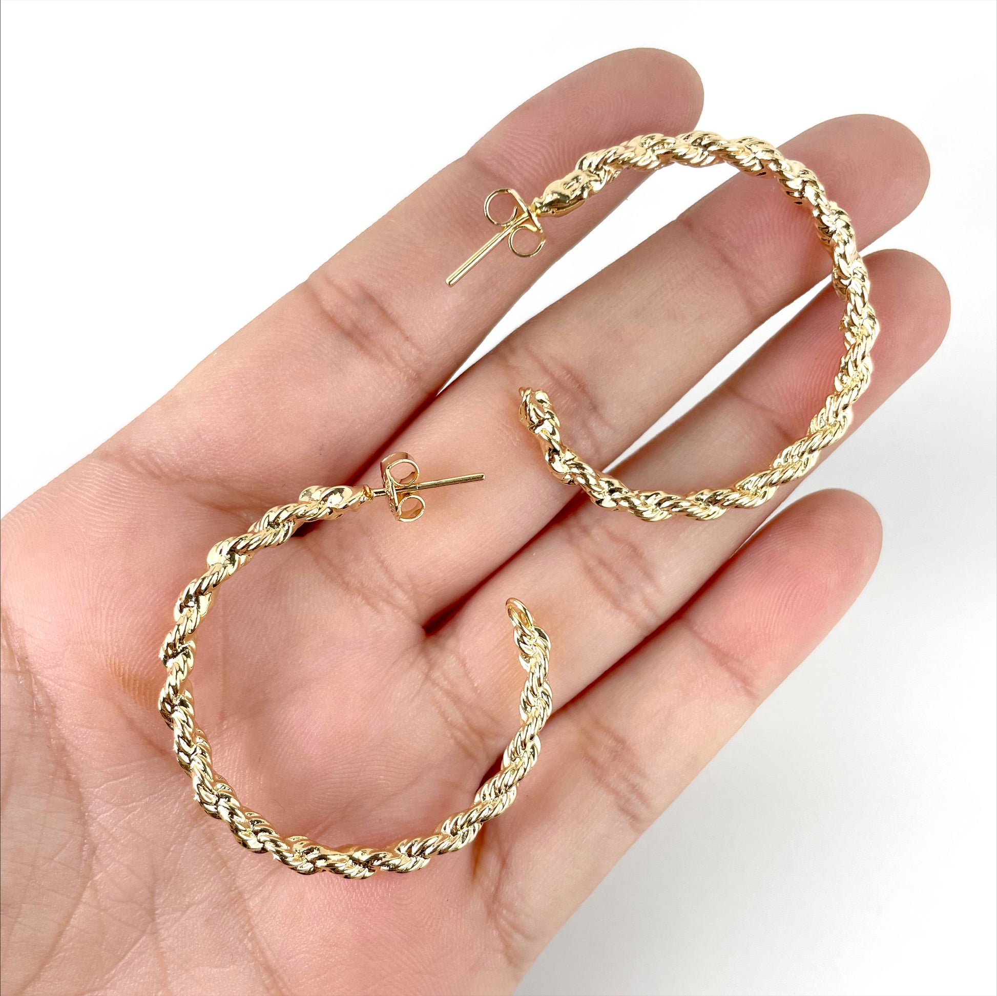 18k Gold Filled Small 35mm, C-Hoop, Push Back Closure, Wholesale Jewelry Supplies
