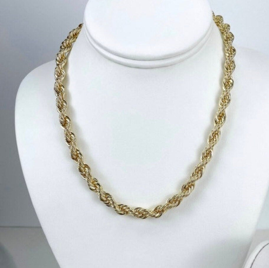 18k Gold Filled 7mm Thickness Rope Link Chain Chokers Wholesale Jewelry Making Supplies