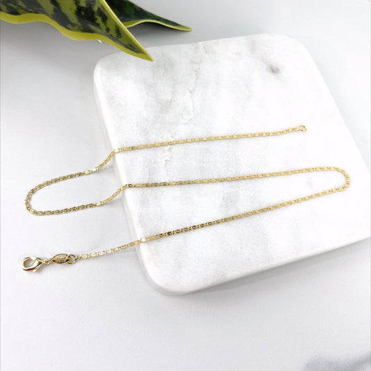18k Gold Filled 1.5 mm Mariner Anchor Link Chain, Dainty Chain Necklace Wholesale Jewelry Making Supplies