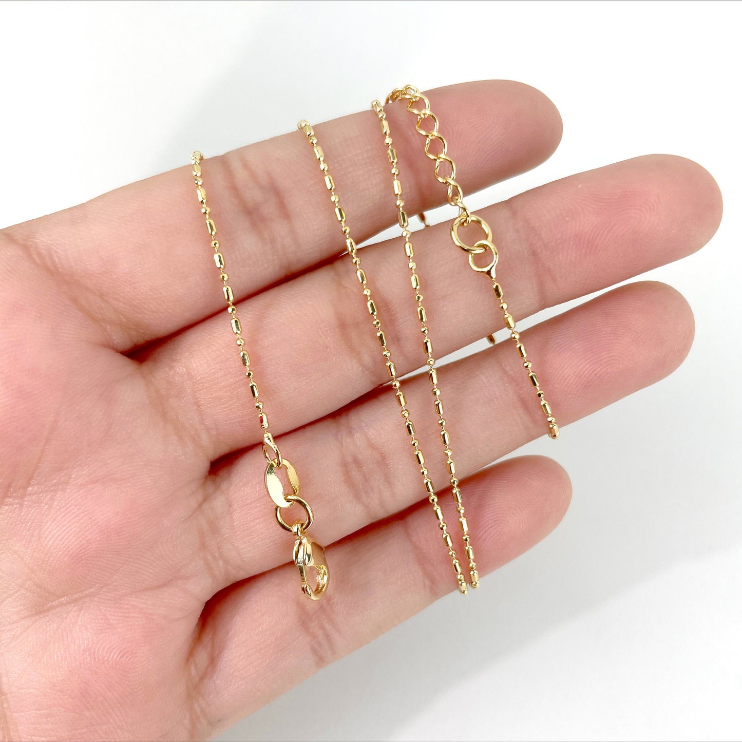 18k Gold Filled 1mm Thickness Dash Dot Link Chain, Dainty Chain Necklace for Wholesale Jewelry Making Supplies