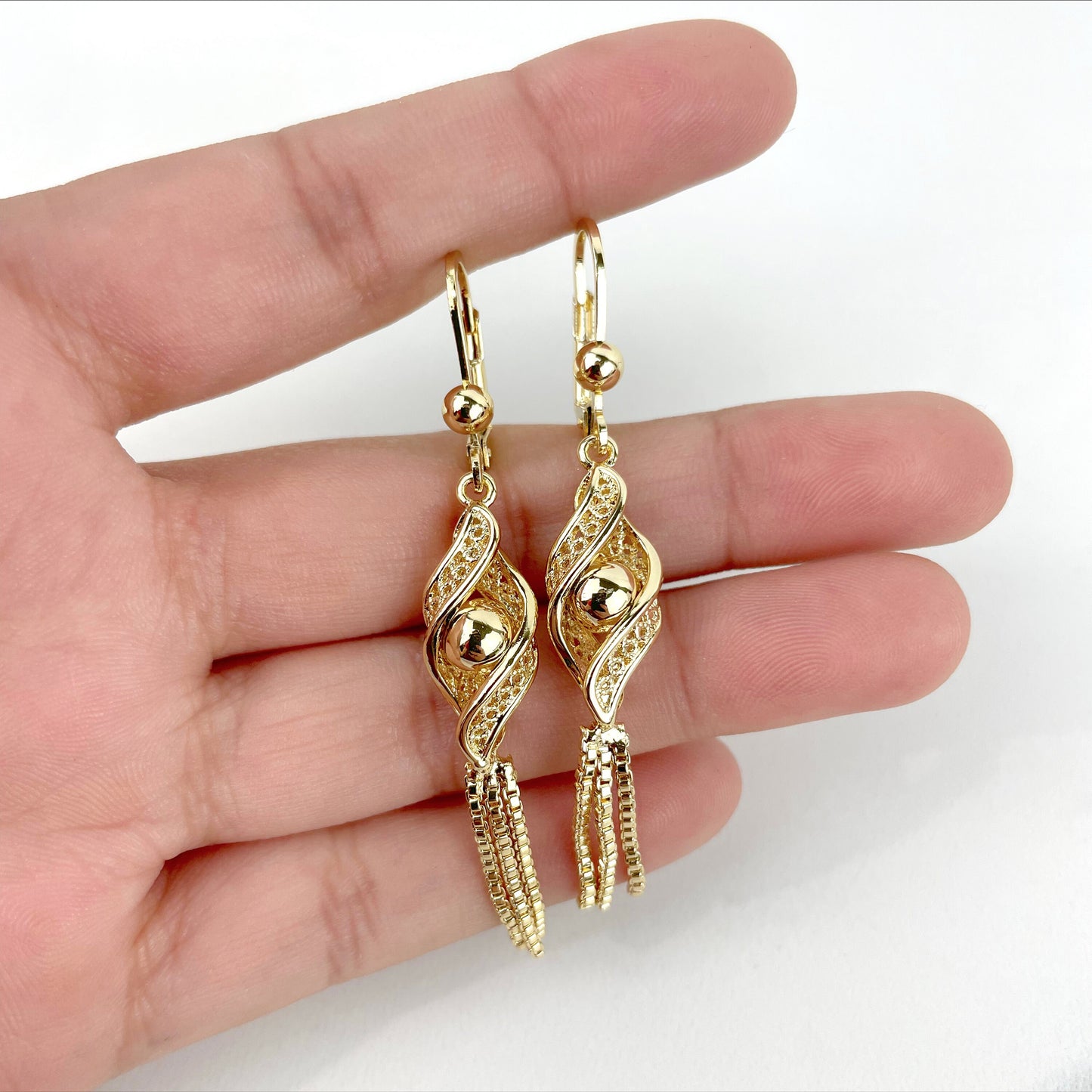 18k Gold Filled 59mm Dangling Lever Back Earrings Wholesale Jewelry Supplies