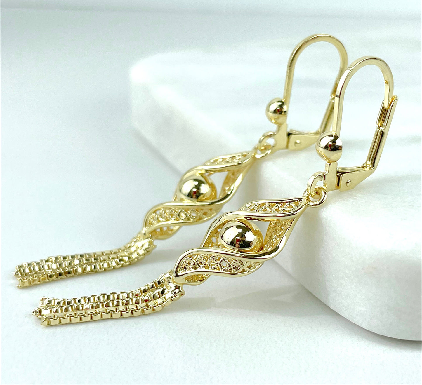 18k Gold Filled 59mm Dangling Lever Back Earrings Wholesale Jewelry Supplies