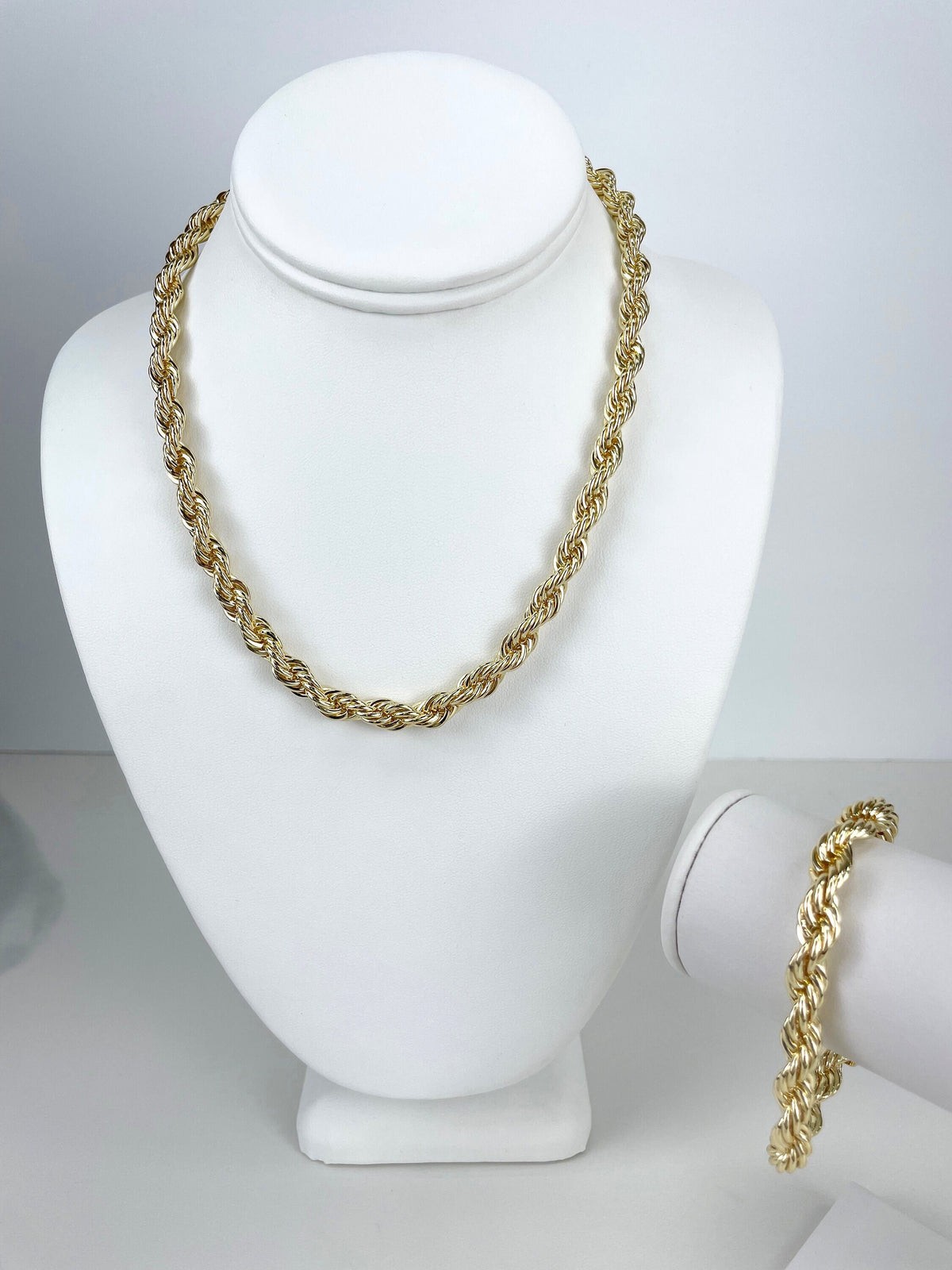 18k Gold Filled 7mm Thickness Rope Chain Bracelet, Lobster Claw, Wholesale Jewelry Making Supplies