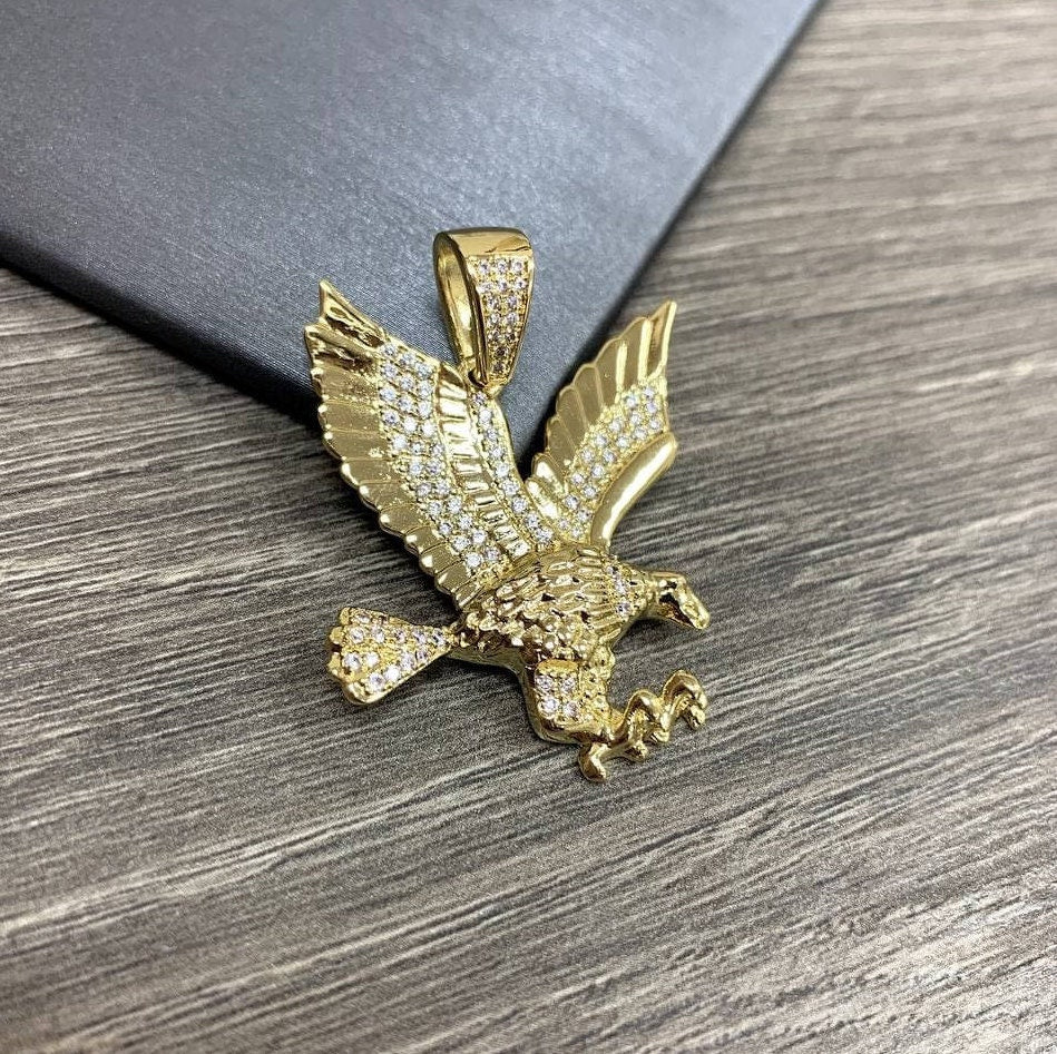 18k Gold Filled Cubic Zirconia Flying American Eagle, Landing Eagle, Pendant Charms, Wholesale Jewelry Making Supplies