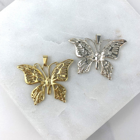 18k Gold Filled Butterfly Pendant Charms, Gold or Silver, Wholesale Jewelry Making Supplies