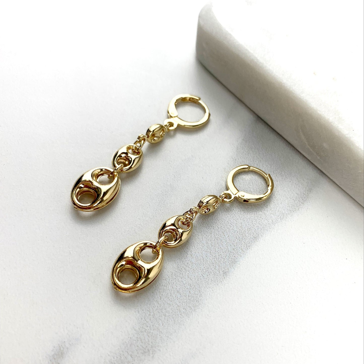 18k Gold Filled Chunky Link Mariner Drop Design Earrings Wholesale Jewelry Supplies