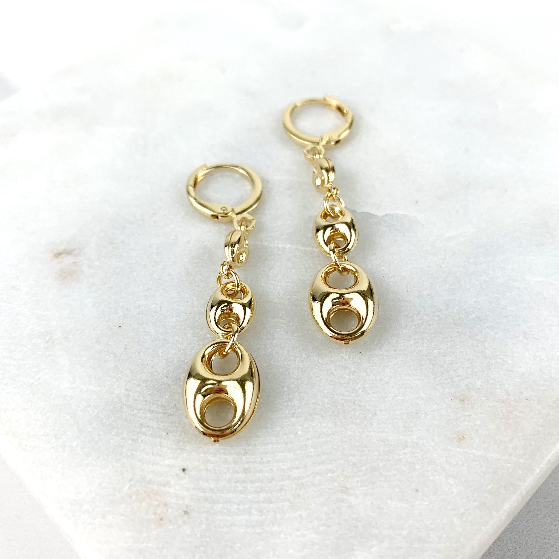 18k Gold Filled Chunky Link Mariner Drop Design Earrings Wholesale Jewelry Supplies