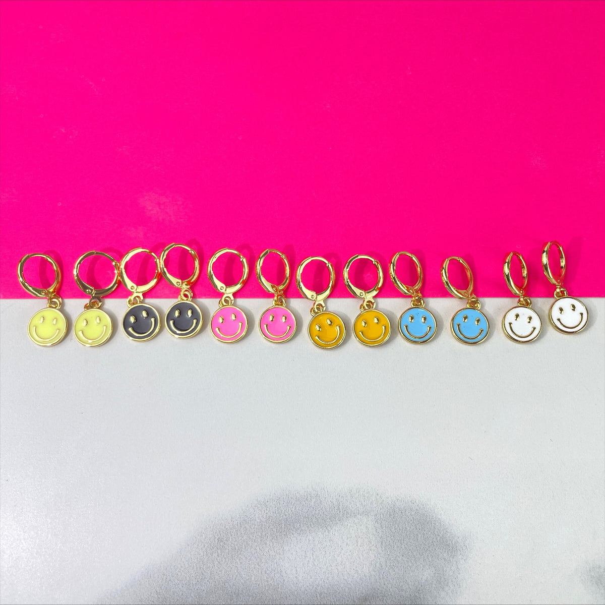 18k Gold Filled Colorful Enamel Cutie Face, Funny Face, Happy Face Earrings Wholesale Jewelry Making Supplies