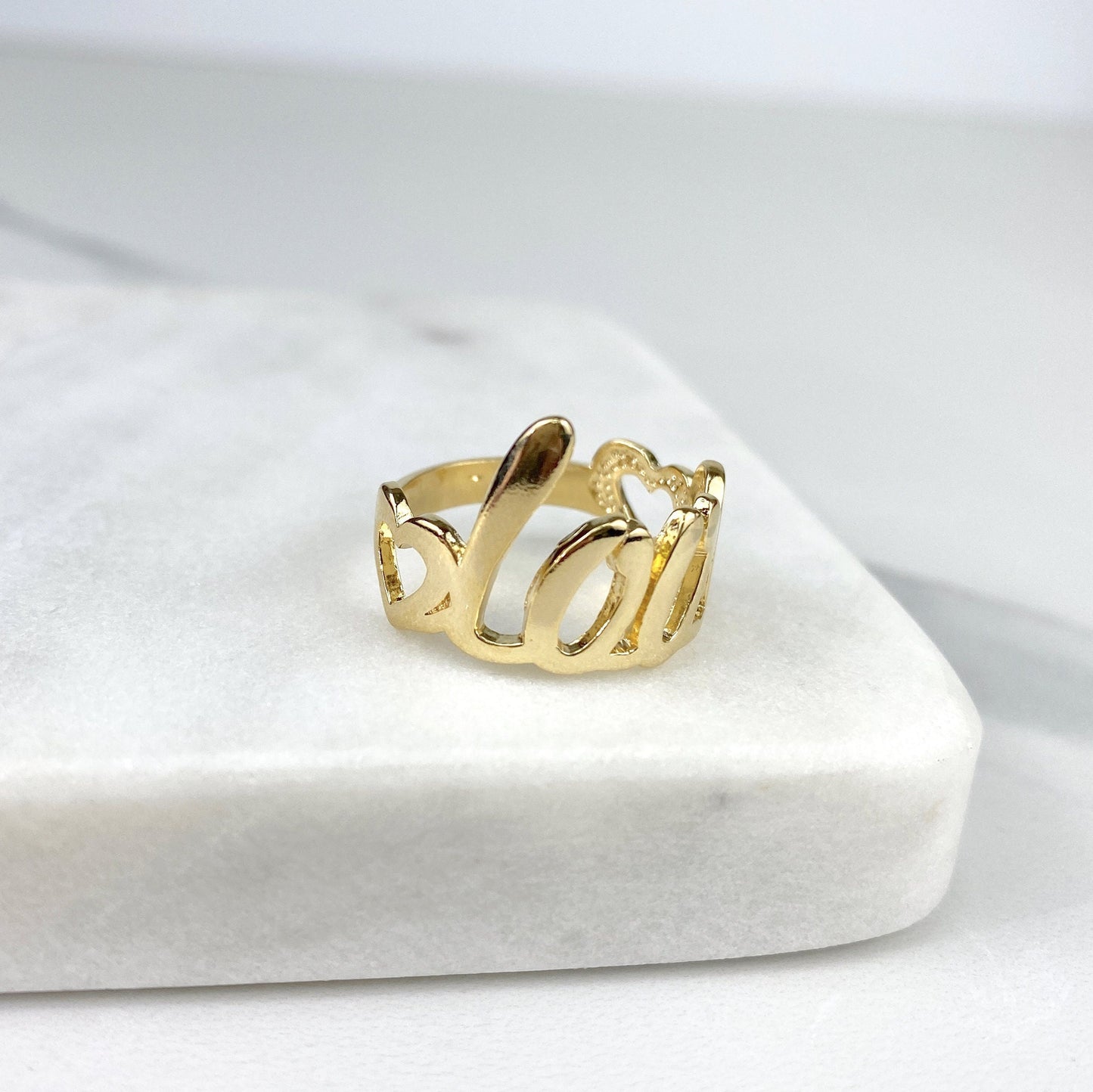 18k Gold Filled Love Ring, Letters Words, Gold or Silver, Wholesale Jewelry Making Supplies