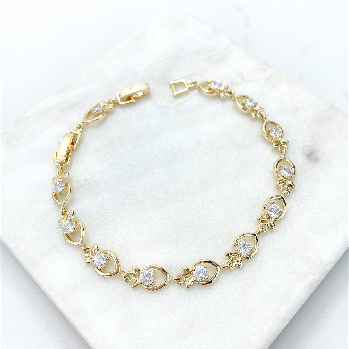 18k Gold Filled with Clear Cubic Zirconia Cutie Design Bracelet Wholesales Jewelry Making Supplies