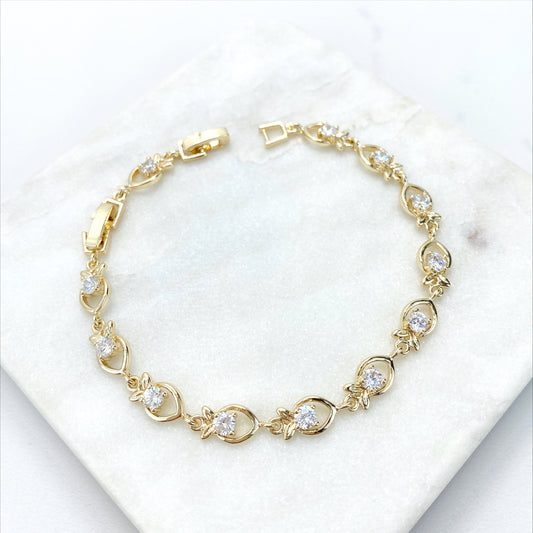 18k Gold Filled with Clear Cubic Zirconia Cutie Design Bracelet Wholesales Jewelry Making Supplies