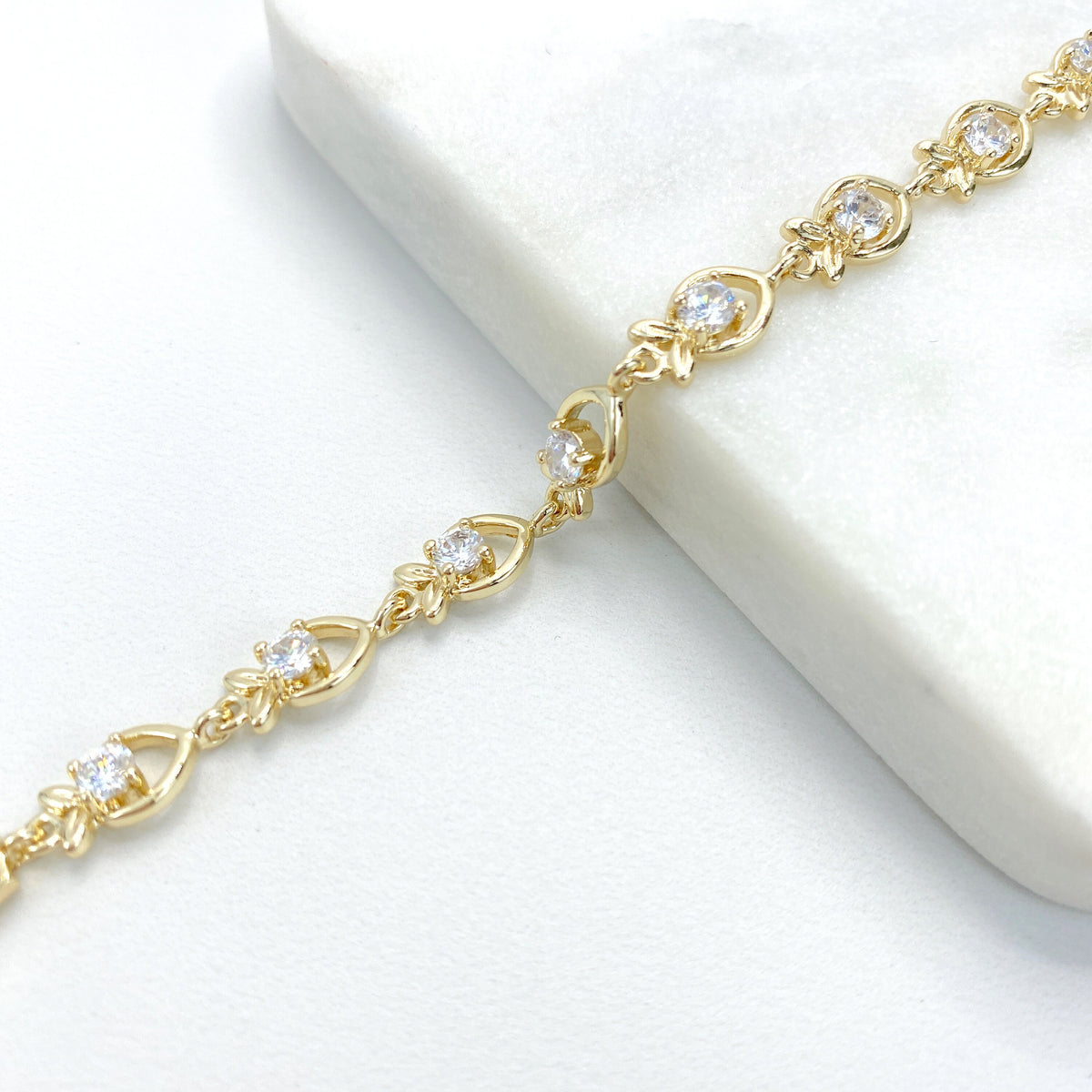 18k Gold Filled with Clear Cubic Zirconia Cutie Design Bracelet Wholesales Jewelry Making Supplies