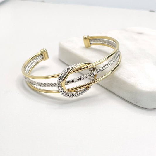 Gold Plated and Silver Rope Design Bangle Bracelet Wholesales Jewelry Making Supplies