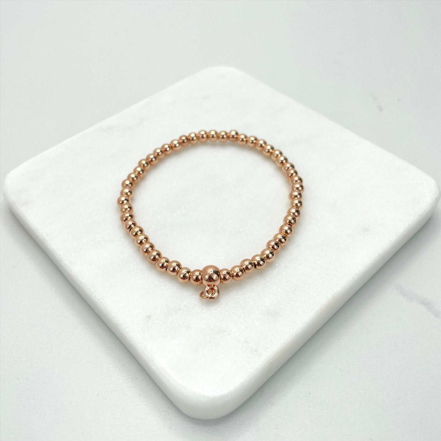 18k Rose Gold Filled Beads 10mm, 8mm, 6mm or 4mm, Beaded Bracelet Wholesale Jewelry Supplies