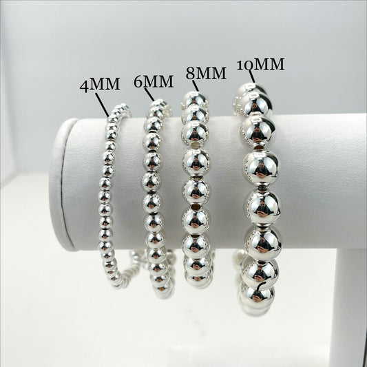 Silver Filled Beads Stretch Bracelet For Wholesale and Jewelry Supplies