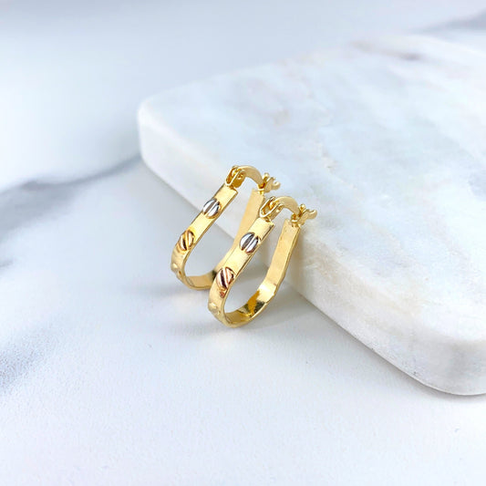18k Gold Filled Three Tone Oval Earrings Wholesale Jewelry Supplies