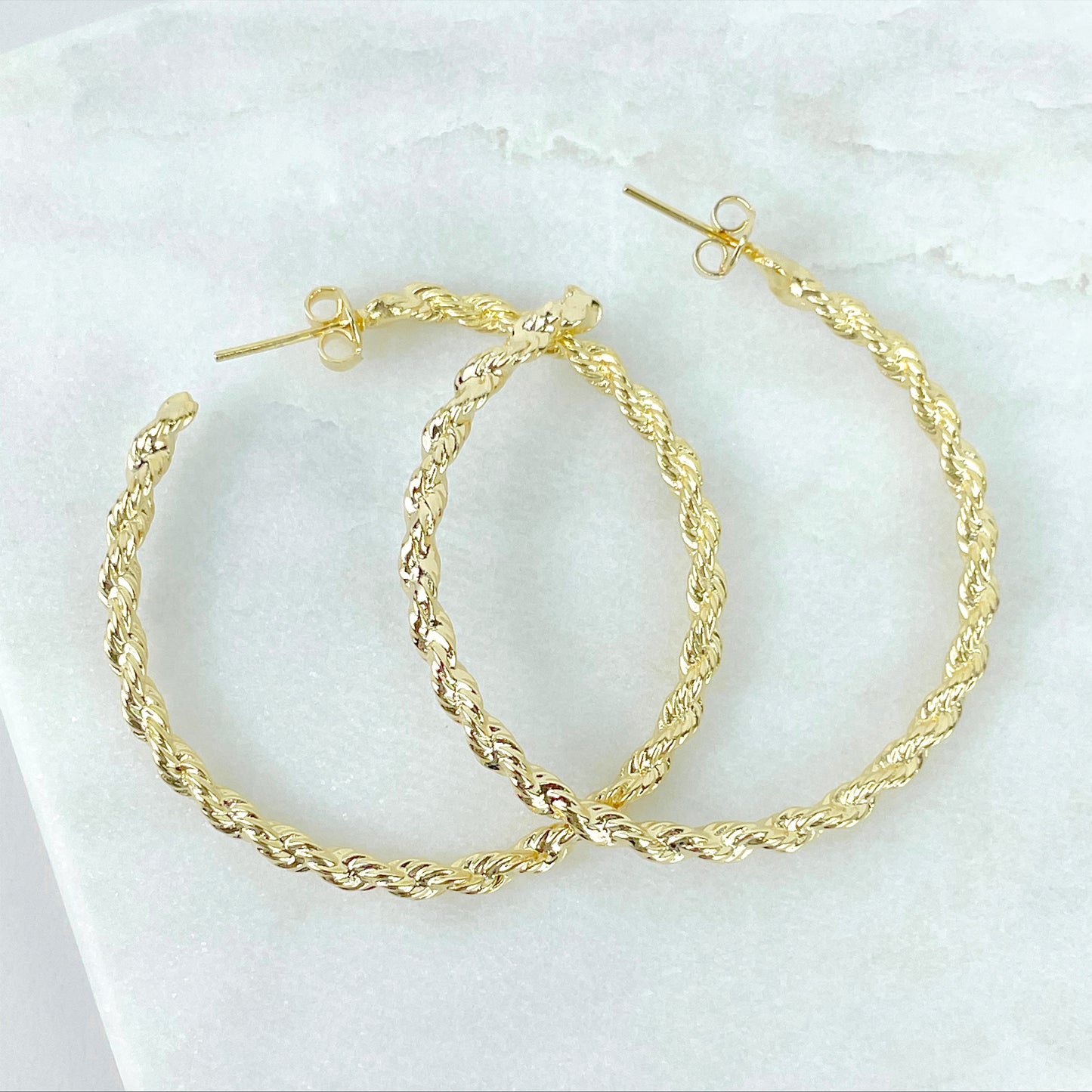 18k Gold Filled Medium 45mm, C-Hoop, Push Back Closure, Wholesale Jewelry Supplies