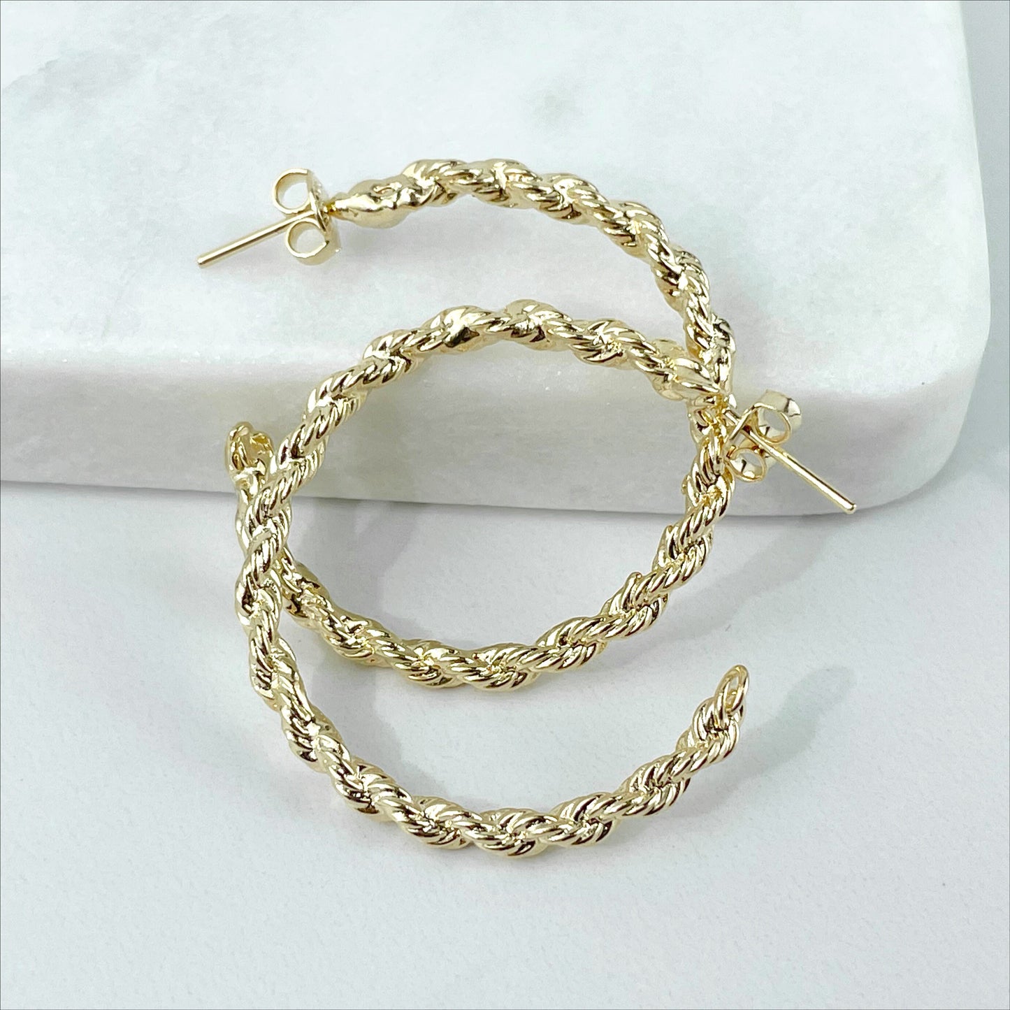 18k Gold Filled Small 35mm, C-Hoop, Push Back Closure, Wholesale Jewelry Supplies