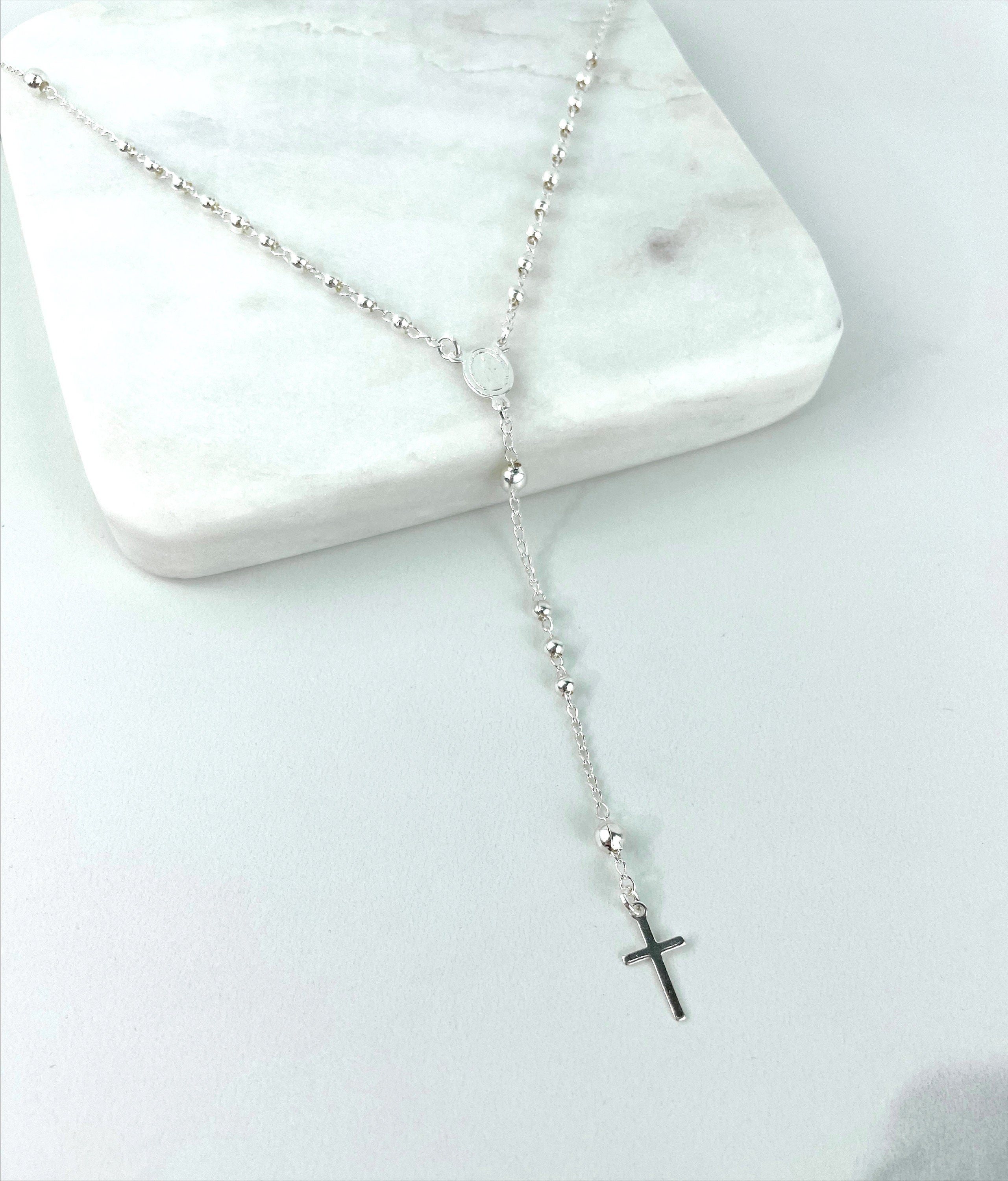 Dainty on sale rosary necklace