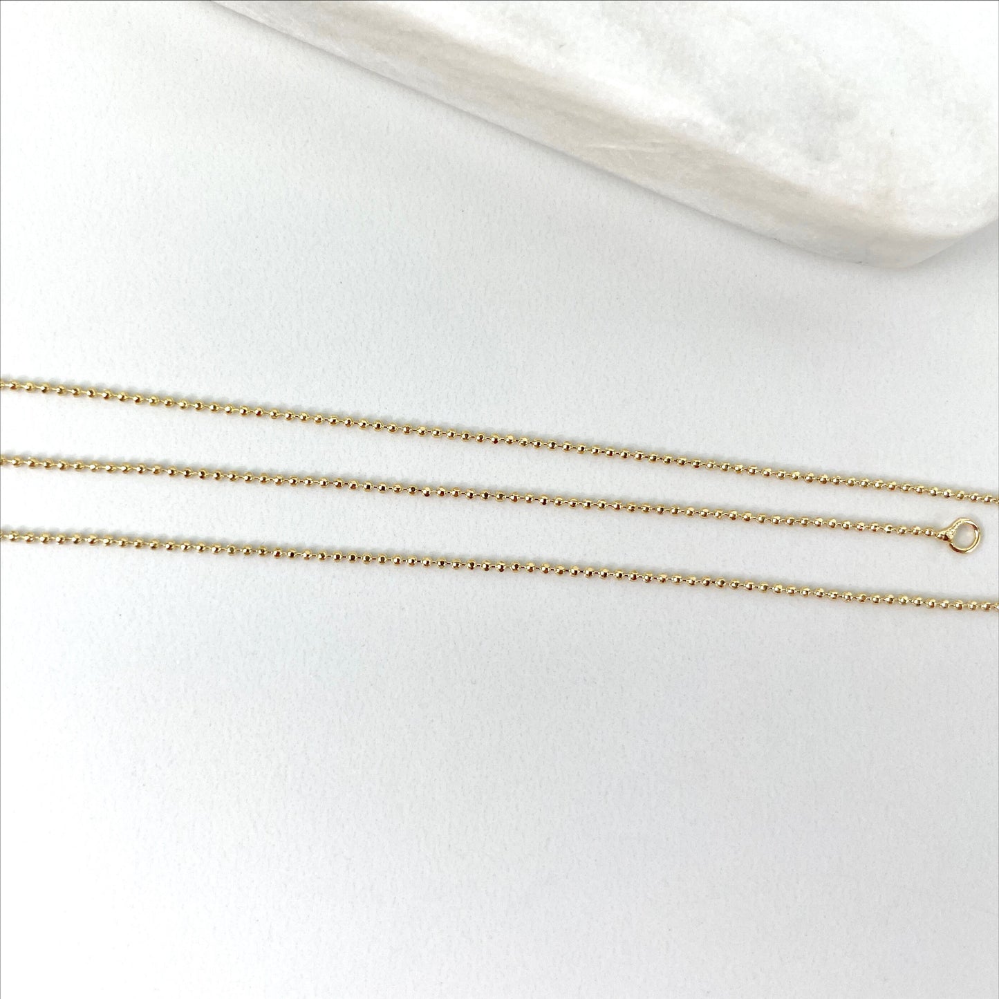 18k Gold Filled 1mm Thickness Bead Ball Link Chain, Dainty Necklace for Wholesale Jewelry Making Supplies