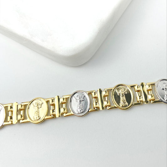 18k Gold Filled Two Tone Divino Nino, Divine Child Bracelet Wholesale Jewelry Making Supplies