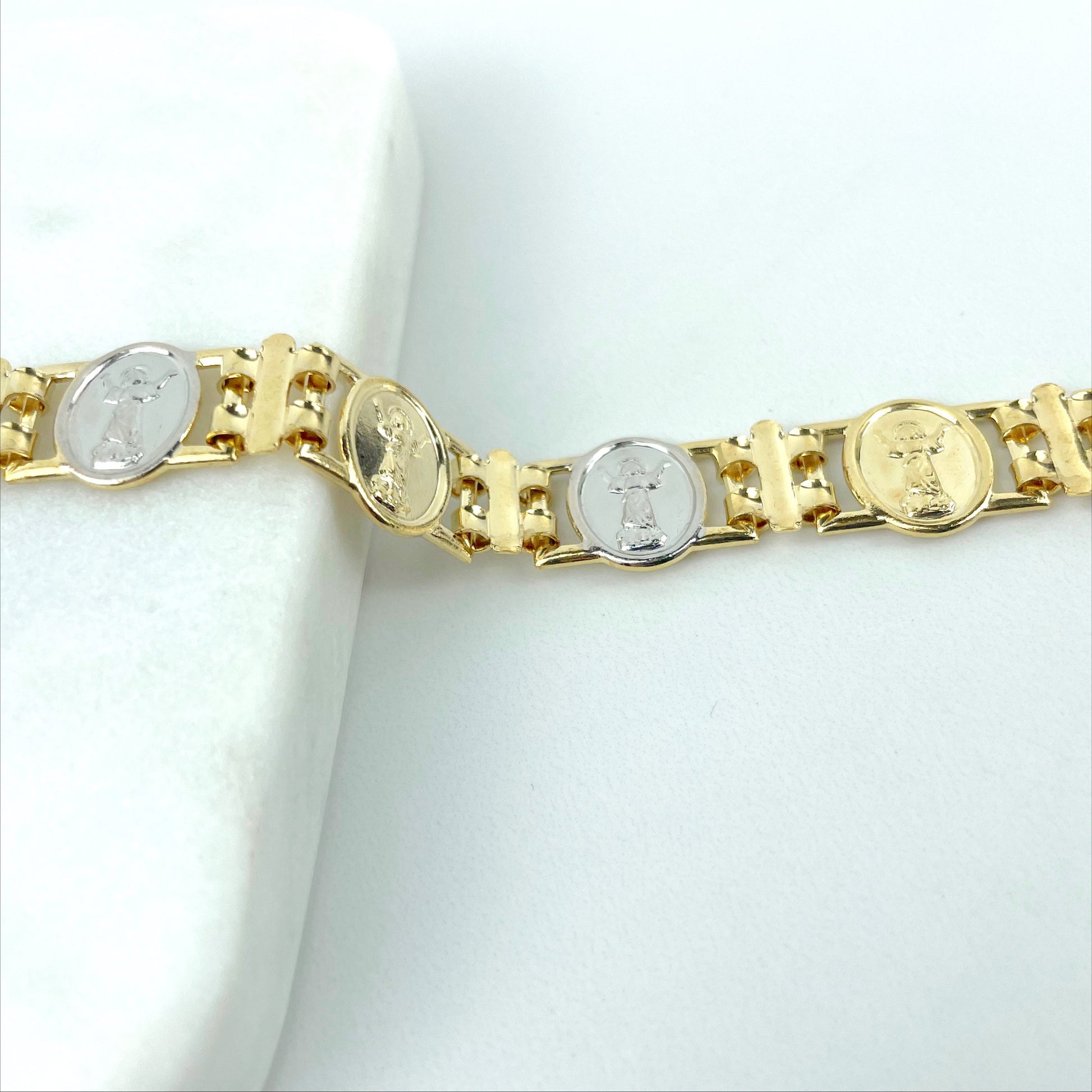 18k Gold Filled Two Tone Divino Nino, Divine Child Bracelet Wholesale Jewelry Making Supplies