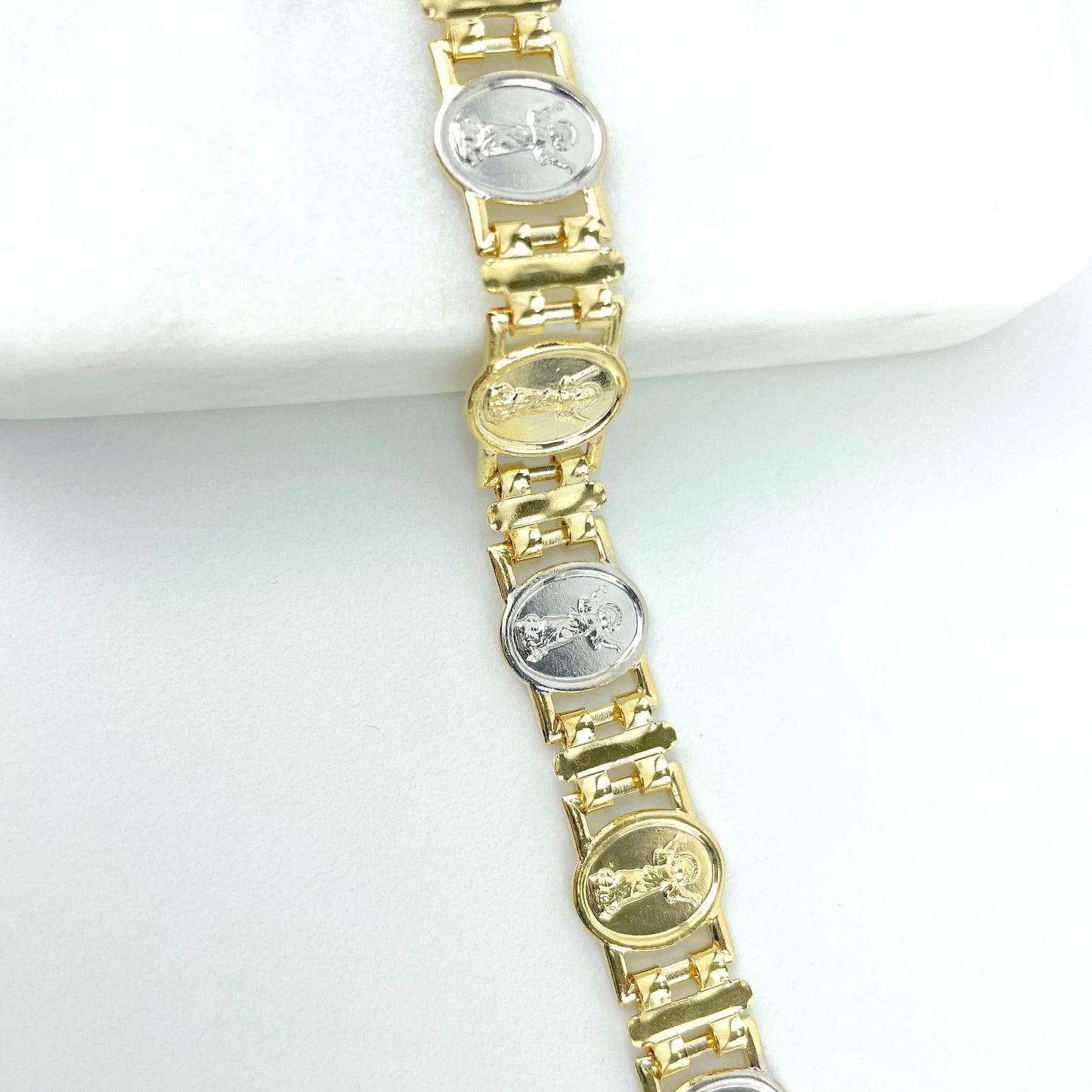 18k Gold Filled Two Tone Divino Nino, Divine Child Bracelet Wholesale Jewelry Making Supplies