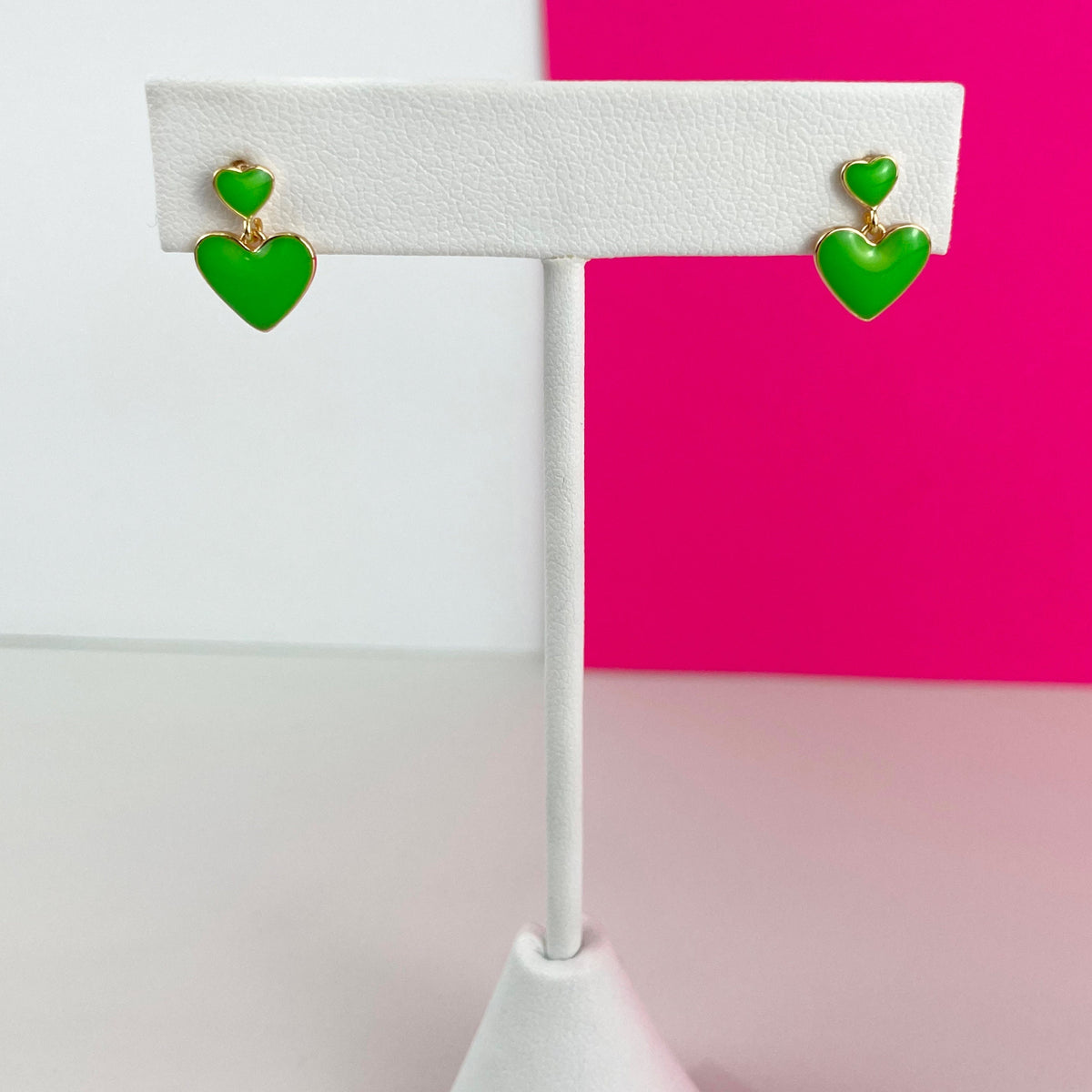 18k Gold Filled Colored Enamel Orange, Green or Yellow Hearts Earrings, Fashion Earrings, Wholesale Jewelry Making Supplies